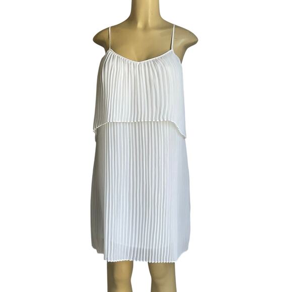 BCBGeneration  Mini Dress White Pleated | Spaghetti Strap | Size S - Picture 1 of 4
